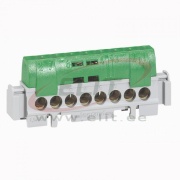 PE-Terminal Block, 1x 6..25 + 16x 1.5..16mm², 100A 400V, touch-proof, green