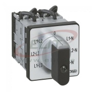 Cam Switch, 0-L1N-L2N-L3N-L1L3-L2L3-L1L2, 1P 16A 690VAC, voltmeter, incl. legend plate, IP40, Legrand