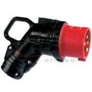 Plug Hypra, 3P+E 16A 415VAC, angeled, rubber, IP44