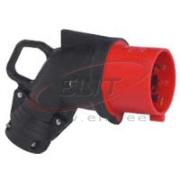 Plug Hypra, 3P+E 32A 415VAC, angled, rubber, IP44