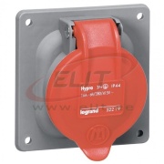 Panel-Mount Flange Socket Hypra, 3P+E 32A 415VAC, plastic, IP44