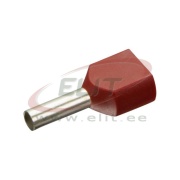Twin Wire-End Ferrule w. Collar Ct 015008 wc, 2x1.5x8mm, 100pcs/pck, red
