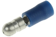 Bullet Connector Kog m 4 b, male, insulated, 1.5..2.5mm² 300V, D4mm, -25..75°C, PVC, brass, 100pcs/pck, blue