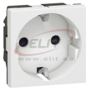 Socket Mosaic, mech.| 2P+E, shutters, 16A 250VAC, spring clamp, 2M, white
