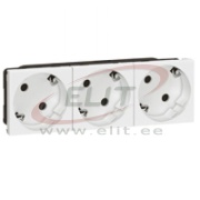 Socket Mosaic, mech.| 3x 2P+E 45°, shutters, 16A 250VAC, spring clamp, 6M, white