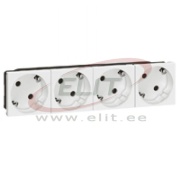 Socket Mosaic, mech.| 4x 2P+E 45°, shutters, 16A 250VAC, spring clamp, 8M, white
