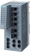 Scalance XC106-2, Unmanaged IE Switch, 6x 10/100 Mbit/s RJ45 ports, 2x 100 Mbit/s multimode BFOC, LED diagnostics, error-signaling contact w. set button, redundant power supply