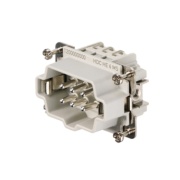 Insert HDC HE 6 MS, male, size 3, 6P 24A 500V, screw