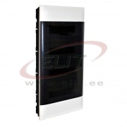 FM Distribution Box Practibox S, 4x 18M, 90A 230/400VAC, PEN 35+35| 1.5..25mm², 436x765x103, IP40 IK07 cl.II, white with smoked transparent door, Legrand
