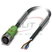 Sensor/actuator Cable SAC-4P-10.0-PUR/M12FS, M12 4pin socket », 4A 250VAC/DC, -25..90°C, L10m PUR cable, IP68, Phoenix, black