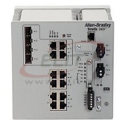 Industrial Ethernet Switch Stratix5400, 8x RJ45 10/100 coppert ports, 4x RJ45, SFP slots 10/100/1000 combo, Layer 2 FW, Allen-Bradley