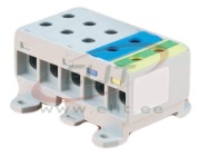 Universal Terminal Block Al/Cu UK35/3x1A^1N^1PE, 5P (2holes) 2.5-35mm² 120/135A 1000VAC/ 1500VDC, Hex4 3Nm 2.5..16mm² ^6Nm 25..35mm², TS35 ^panel mount, grey^blue^yegr