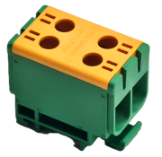 Tapping Terminal Block Al/Cu UK50/2PE, 1P (4holes) 2.5-50mm² 290/320A 1000VAC/ 1500VDC, Hex5 4Nm 2.5..4mm² ^12Nm 6..50mm², TS35, yegr