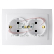 Socket Touran, comp.| 2x 2P+E Schuko, 16A 250VAC, flush mount, w. frame, white