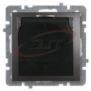 Socket Touran, mech.| 2P+E Schuko shuttered, cover, 16A 250VAC, flush mount, anthracite