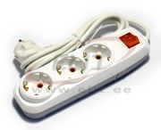 Multi-Outlet Extension Quattro, 3x 2P+E Schuko 3600W 16A 250VAC, switch, 3m cable 3x 1.5mm², white