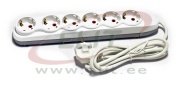 Multi-Outlet Extension Quattro, 6x 2P+E Schuko 3600W 16A 250VAC, 2m cable 3x 1.5mm², Nilson, white