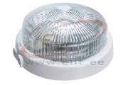 Bulkhead Light RIVA, 100W E27, white PP, transparent glass cover | D250 x 105 mm, IP44, Maxpro