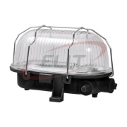 Luminaire OVAL 60, 60W E27, black PP, transparent glass cover, removable steel mesh, IP54, MaxPro