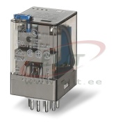 Relay 60.13, 3CO (3PDT) 10/20A 250/400VAC, cv 24VDC, lockable test button, mechanical indicator, 11pin plug-in, TS35 sockets (90.03/21/23/27/83.3), Finder