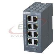 Scalance XB008G, Unmanaged Industrial Ethernet Switch, 10/100/1000 Mbit/s, LED diagnostics, sv 24VDC, 8x 10/100/1000 Mbit/s RJ45, Siemens