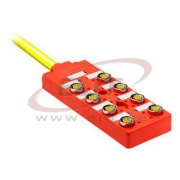 Distribution Box 898D Safety Wired, 4x M12 » L0.2m cable, 10..30VDC, IP67, Nema6P, red-black