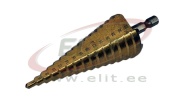 Step Cone Drill Bit, 4..32mm hole cutter, titanium coated HSS steel