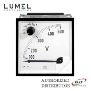 Voltmeter EP27, moving-iron, Change-over Switch, direct 500VAC/ L1/L2/L3-N 300VAC, cl.1.5, scala 90°, terminal cover, -25..40°C, ■72x72mm/ □68x68mm, Lumel