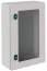 Enclosure E COR, 400Wx300Hx200D, door w. tempered glass window, mounting plate, 1x gland plate 310x110, 1x lock w. ø3mm double bar key, C3M| epoxy resin layer, IP66 IK10, Nema4, grey