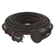 Extension Cord 5m for outdoor with plug, socket 1x 2P+E Schuko 16A 250V 3680W, flexible rubber cable H07RN-F3G 1,5 mm2, IP44, black, Emos