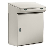 Control Desk SBA, 600Wx1000Hx400D, rear, front doors, upper panel, TS35, gas springs, mounting plate, adj. cable entry, doors w. ø3mm double bar closing system, CE/UL, IP55 IK10, NEMA12, grey