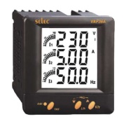 VAF36A| VAF Meter, 3x 3digits LCD, 3Ø-3/4W/ 2Ø-3W/ 1Ø-2W, CT prim. 5A..10kA/ CT sec. 5A, PT prim. 100V..500kV/ PT sec. 100..500VAC, parameter V/A/Hz/RPM/run hour, sv 240VAC ±20%, ■99x99/□92x92, IP65
