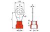 Ring Terminal w. Collar R 8.4 r, 0.5..1.5mm² M8, ø8.4 L26.8, -25..75°C, PVC, 100pcs/pck, red
