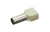 Twin Wire-End Ferrule w. Collar Ct 100014 w, 2x10x14mm, 100pcs/pck, cream