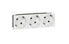Socket Mosaic, mech.| 3x 2P+E 45°, shutters, 16A 250VAC, spring clamp, 6M, white