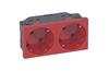 Socket Mosaic, mech.| 2x 2P+E 45°, shutters, 16A 250VAC, spring clamp, 4M, Legrand, red