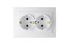 Socket Touran, comp.| 2x 2P+E Schuko, 16A 250VAC, flush mount, w. frame, white