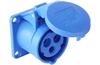 PM Industrial Flange Socket, 1P+N+E 16A 250VAC, IP44, MaxPro, blue
