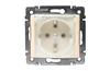 FM Socket Valena, mech.| 2P+E Schuko w. flap, shutters, 16A 250VAC, 2.5mm² screw clamp, IP44, beige