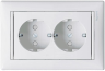 Socket Valena, 2x 2P+E Schuko, 16A 250VAC, 2.5mm² screw clamp, incl. frame, mount in 1gang Ø60mm box, white