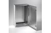 Enclosure ECOR, 500Wx500Hx200D, plain door, mounting plate, 1lock w. ø3mm double bar key, AISI304L, IP66 IK10, NEMA4X