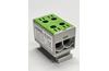 Universal Tapping Block Al/Cu TBA, 1P (4holes) 2.5-50mm² 290/320A 1000VAC/1500VDC, 35mm DIN-rail, Koral, green